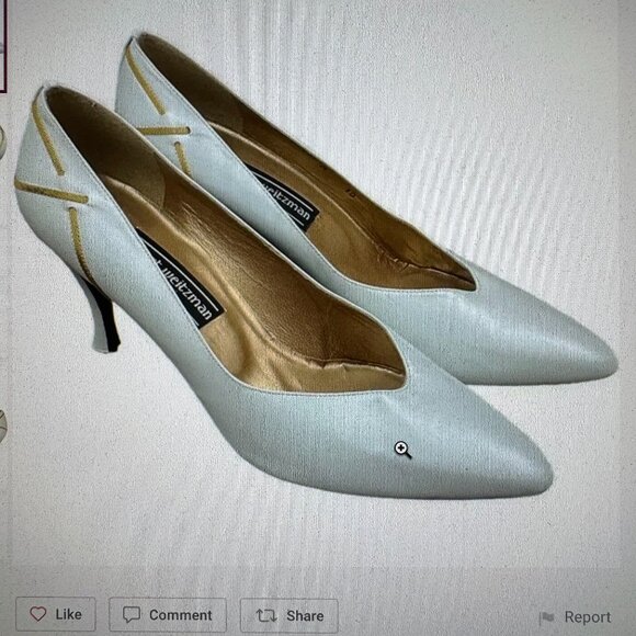 Stuart Weitzman Gold and White Leather Pumps, 8W - Picture 1 of 8